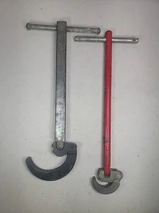 LOT 2X VINTAGE BASIN WRENCH LOT TELESCOPING RIDGID NO 1019 & UNMARKED - Picture 1 of 14