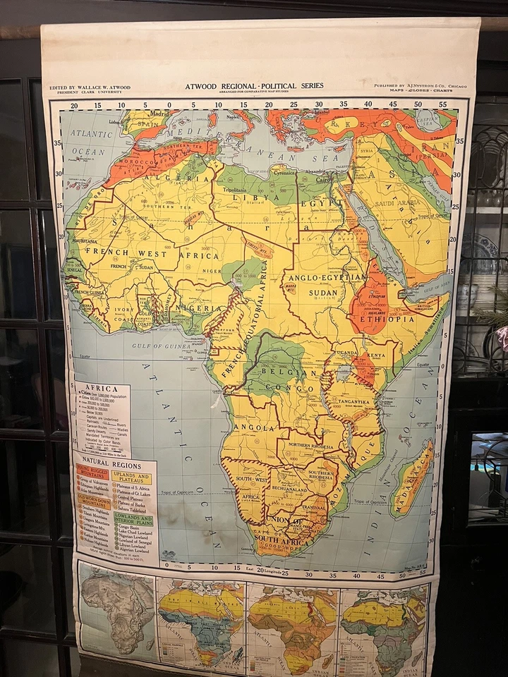 Atwood / A J Nystrom school pull down wall map - [Colonial] Africa - Image 1 of 1