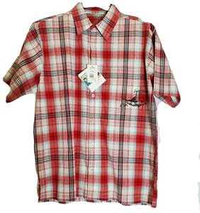 Guy Harvey Bluewater Baumwolle Kurzarm Camp Hemd Gr. M rot/türkis kariert Neu mit Etikett - Bild 1 von 8