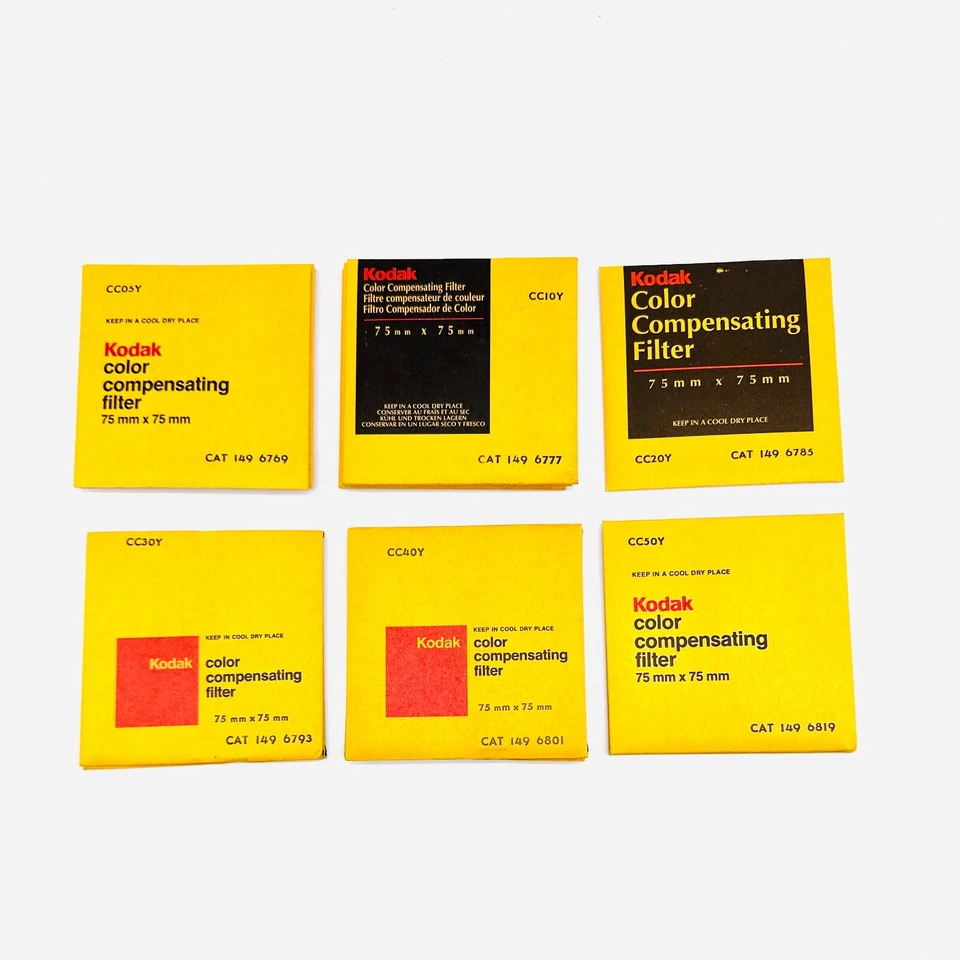 SEALED NOS KODAK 75mm Gel Wratten CC05Y CC10Y CC20Y CC25Y CC30Y CC40Y CC50Y - Image 1 of 1