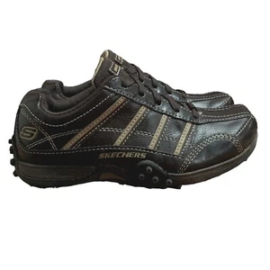 Skechers Shoes Youth Boys Size 1 Brown Lace Up Low Top Hiking Sneaker 91658L - Picture 1 of 12