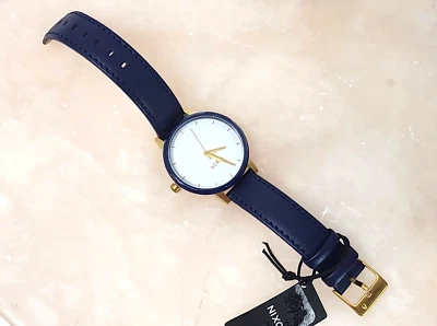 Часы Nixon The Kensington кожаный ремешок, 37 мм индиго/белый/золотой - Изображение 1 из 4