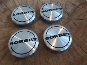 4x Borbet hub cover 56 mm silver brushed hub cap rim lid - Picture 1 of 2