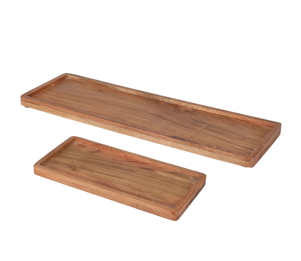 Holz Deko Tablett natur - 2 Größen - Akazie Tisch Deko Kerzen Geschenk Tablett - Bild 1 von 1