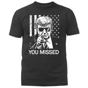 Camiseta política Donald Trump 2024 Rally Shooting You Missed Middle Finger MAGA - Imagen 1 de 12