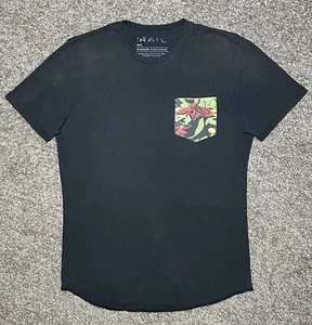 The Rail Men’s T-Shirt Solid Black Floral Pocket Crew Neck S/S Slim Fit Size S - Picture 1 of 17