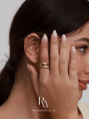 Anillo de serpiente de doble banda de oro de 18 quilates sin deslustre para mujer en caja de regalo - R008 Foto 1 de 4