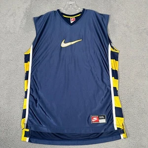 Vintage Nike Tank Top Herren 2XL blau gelb glänzend seidig Basketball Trikot ärmellos - Bild 1 von 10