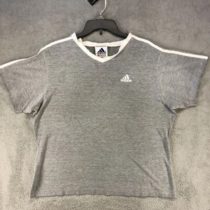 DE COLECCIÓN ADIDAS cuello en V manga corta gris ropa activa camiseta para mujer talla grande - Imagen 1 de 6