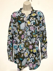 talbots 2x Blumen Popover Baumwolle Top Mehrfarbig Rüschen Ausschnitt Langarm - Bild 1 von 10