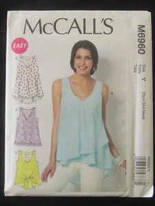 McCALL'S PATTERN - 6960 LADIES TOP TUNIC SHAPED HEMLINE OVERLAY XS-MED UNCUT - Imagen 1 de 2