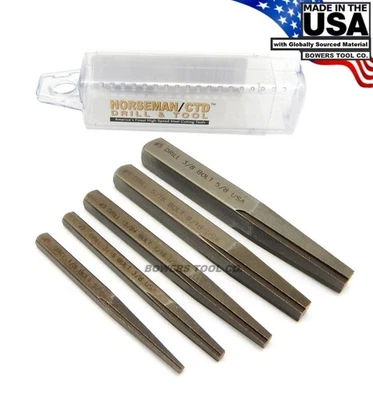 Norseman 5pc Screw & Bolt Extractor EZ Out Set #1-5 Made in USA