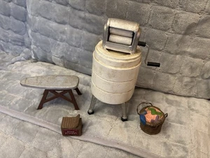 Vintage Metall Auswringer Waschmaschine Waschmaschine Spielzeug 4-teiliges Set Gusseisen - NR - Bild 1 von 18