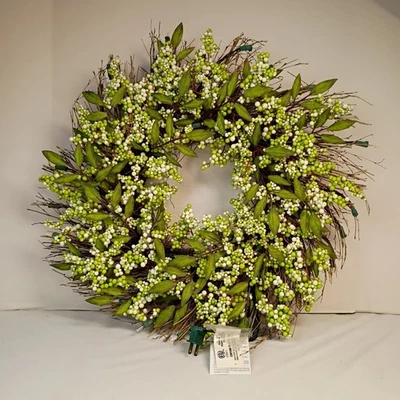 Bethlehem Lights Indoor/Outdoor 24" Spring Berry Wreath Green - NEW In Box - Image 1 of 3