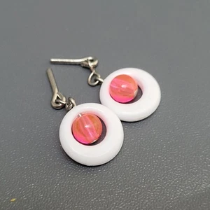 Barbie Pop Life Loop Circle Pink and White Earring Original from Mattel - Picture 1 of 3
