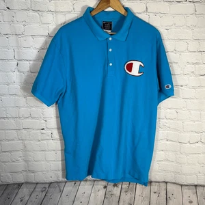 Vintage Champion Chenille C Blue Polo Short Sleeve size XL SPOT - Picture 1 of 9