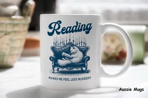 Novelty mug gift Reading Murder Cat Lounge Mug - Picture 1 of 5
