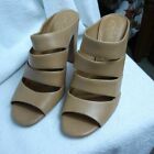 Womens Arturo Chiang Lora Tan Block Heel Sandals Mules Size 8.5