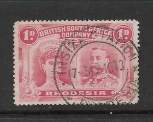 RHODESIEN, DOPPELKOPF, STEMPEL, 1d gebrauchter Insiza Bahnhof D/C, datiert 7. Sep 1913 - Bild 1 von 1