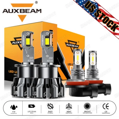 For Acura TL 2007-2008 AUXBEAM CANBUS LED Headlight Hi Low Beam Fog Lights 6500K - Image 1 of 4