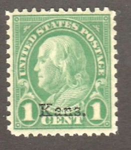 Scott#658 MNH OG 1929 1c Franklin Kansas Overprint - Picture 1 of 2