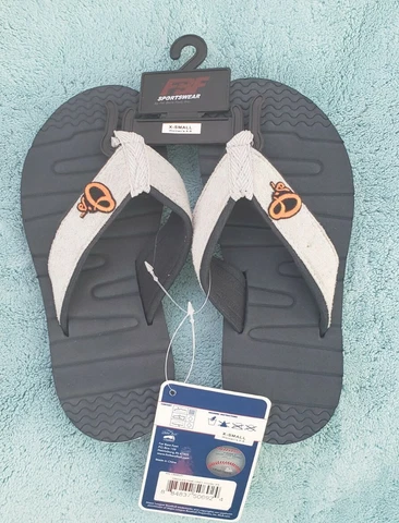 Baltimore Orioles Sandals Black gray goose Flip Flops women's x-small 5 - 6 NWT Cover