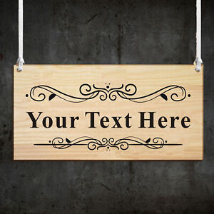Personalised Wooden Hanging Plaque Welcome Sign Garden Sign Custom Your Own Text