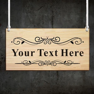 Personalised Wooden Hanging Plaque Welcome Sign Garden Sign Custom Your Own Text - Picture 1 of 7