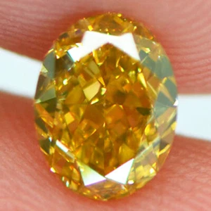 Diamante suelto de forma ovalada elegante naranja amarillo 1,01 quilates certificado VS2 mejorado - Imagen 1 de 9