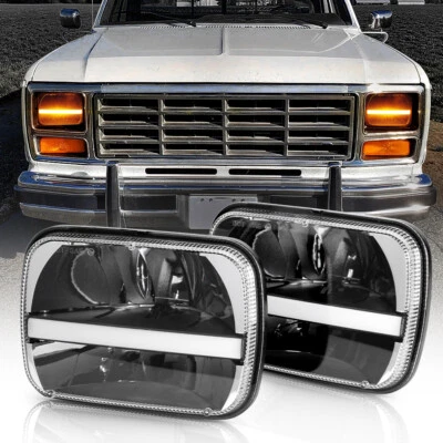 Par de faros LED cuadrados de 7x6" para Ford F150 Bronco 1978-1986 Foto 1 de 4