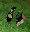 Christian Dior Starlet T-Strap Wedge in Black Patent Leather Platrorm Heels