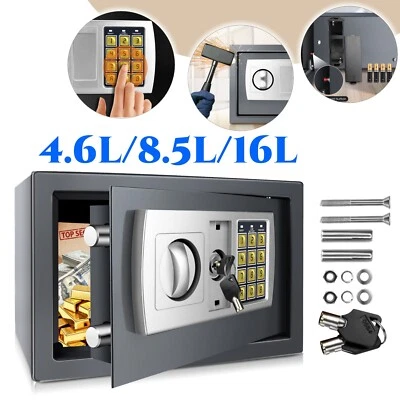 LARGE STRONG STEEL SAFE KEY HIGH SECURITY HOME OFFICE MONEY CASH SAFETY BOX - Image 1 of 4
