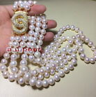 AAAAA 3 row 17"19" 21" 11-12mm round REAL south sea WHITE pearl necklace,silver
