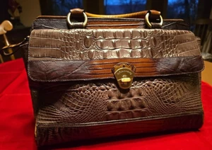 Brahmin Samantha Croc Embossed Lavender Brown Purse Handbag - Picture 1 of 20