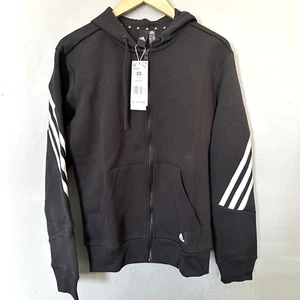 Adidas Jacket Hoodie Black white 3 stripes Full Zip heavyweight Men's sz XS NEW! - Picture 1 of 8