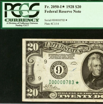 1928 $20 FRN Minneapolis PCGS 35PPQ - Gold on Demand - Low Serial Star 00000783* - Image 1 of 3