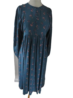 M&S-COLLECTION 12R B.N.W.T TEAL MIX LONG SLEEVE MAXI DRESS RRP £39.50 - Image 1 of 4