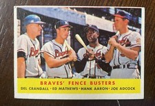 1958 Topps Fence Busters Hank Aaron Eddie Mathews Alcock Topps EX++  Nice