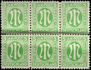SAVOYSTAMPS - Germany-Allied Issued Occupational Post WWll-5 P-Block of 6-MINT - Picture 1 of 1