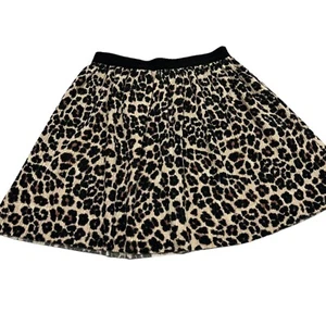 Zara Girls Leopard Skirt Elastic Waist Pleated Size 10 Black Beige - Picture 1 of 4