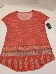 Damen Lucky Brand Bohemian Koralle Paisley U-Ausschnitt Größe M - Bild 1 von 7