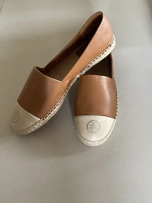 TORY BURCH AMBRA DULCE DE LECHE COLOR BLOCK NAPPA LEATHER ESPADRILLES US 8 - Image 1 of 4