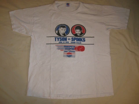 Mike Tyson Vintage T Shirt 1988 Tyson vs Spinks 80s Boxing Men's Small Tiny Fit Cover