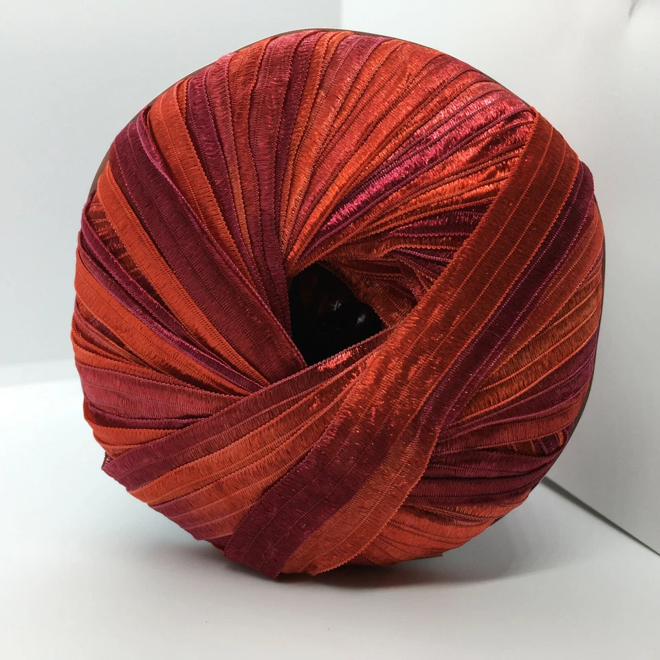 Memento - Berlini Ribbon Yarn #42 Bright Rose - Red Magenta 50gr 88yd 3/8"wide - Image 1 of 4