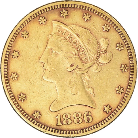 [#845465] Coin, United States, Coronet Head, $10, Eagle, 1886, San Francisco, EF Cover