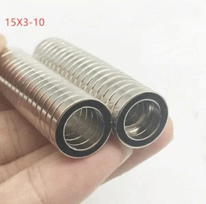 5pcs-50pcs Ring 15mm x 3mm Hole 10mm N50 Neodymium Rare Earth Disc Round Magnets - Picture 1 of 3