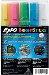 1 Pack - EXPO - Bright Sticks Fluorescent Wet Eraser Markers - 5 Colors - New - Picture 1 of 2