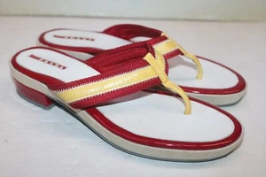 Prada White & Red Patent Leather Strap Sandals Size 38 - Picture 1 of 11