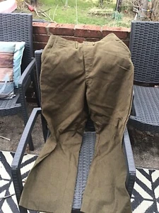 WWII 40s Wool Serge OD33 Field Trousers Men’s 33x31 Button Fly US Military Green - Picture 1 of 12