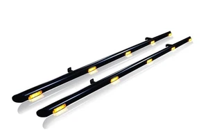 Black Side Bars + Amber LEDs + Lights For Opel Vauxhall Vivaro SWB 2002 - 2014 - Picture 1 of 7